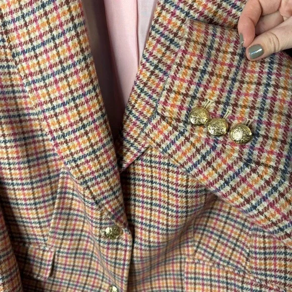 Talbots Pink Plaid Wool Blazer Plus Size 16 Jacket - Picture 3 of 8